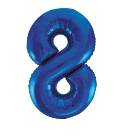 8 Jaar Cijfer Ballon Blauw Leeg 86cm