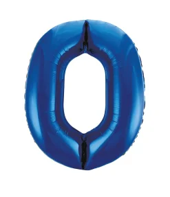 0 Jaar Cijfer Ballon Blauw Leeg 86cm