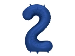 2 Jaar Cijfer Ballon Blauw Satijn Folie Leeg 86cm