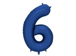 6 Jaar Cijfer Ballon Blauw Satijn Folie Leeg 86cm