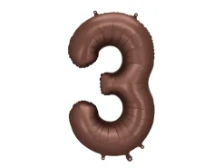 3 Jaar Cijfer Ballon Bruin Leeg 86cm