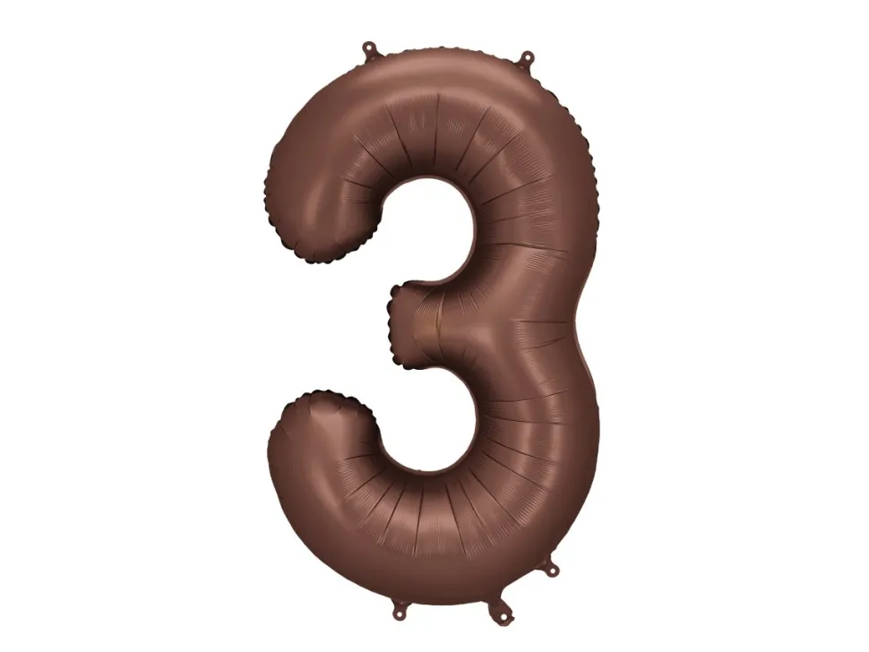 3 Jaar Cijfer Ballon Bruin Leeg 86cm