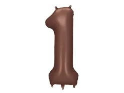 1 Jaar Cijfer Ballon Bruin Leeg 86cm