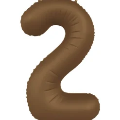 2 Jaar Cijfer Ballon Bruin Mat 86cm