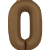0 Jaar Cijfer Ballon Bruin Mat 86cm