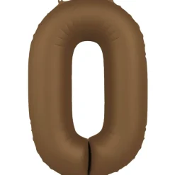 0 Jaar Cijfer Ballon Bruin Mat 86cm