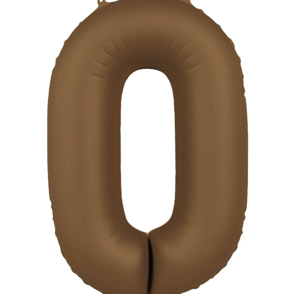 0 Jaar Cijfer Ballon Bruin Mat 86cm