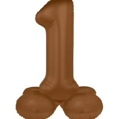 1 Jaar Cijfer Ballon Bruin Mat 72cm