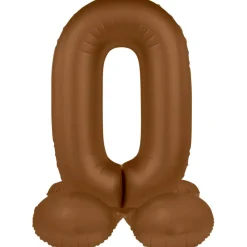 0 Jaar Cijfer Ballon Bruin Mat 41cm