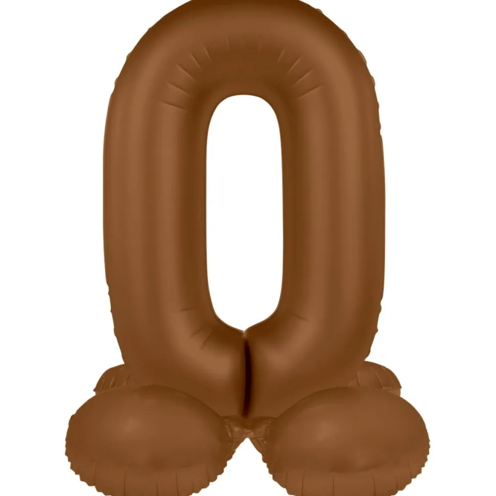 0 Jaar Cijfer Ballon Bruin Mat 72cm