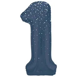 1 Jaar Cijfer Ballon Donkerblauw Stippen 86cm