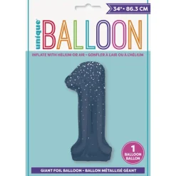1 Jaar Cijfer Ballon Donkerblauw Stippen 86cm