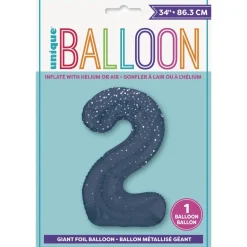 2 Jaar Cijfer Ballon Donkerblauw Stippen 86cm