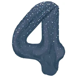 4 Jaar Cijfer Ballon Donkerblauw Stippen 86cm