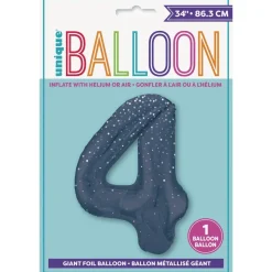 4 Jaar Cijfer Ballon Donkerblauw Stippen 86cm