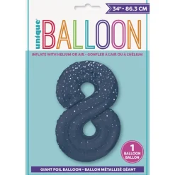 8 Jaar Cijfer Ballon Donkerblauw Stippen 86cm