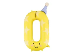 0 Jaar Cijfer Ballon Geel Leeg 86cm