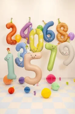 5 Jaar Cijfer Ballon Perzikkleur Leeg 86cm
