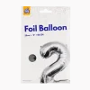 2 Jaar Cijfer Ballon Zilver Leeg 86cm