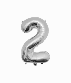 2 Jaar Cijfer Ballon Zilver Leeg 86cm
