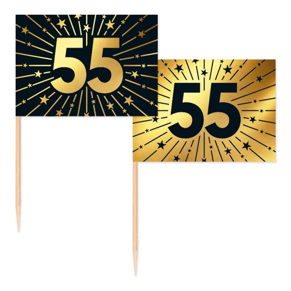 55 Jaar Cocktailprikkers Goud Zwart 50st
