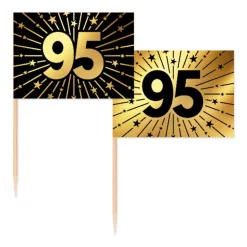 95 Jaar Cocktailprikkers Goud Zwart 50st