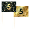 5 Jaar Cocktailprikkers Goud Zwart 50st