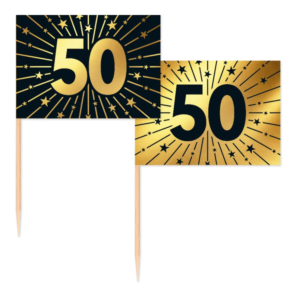 50 Jaar Cocktailprikkers Goud Zwart 50st
