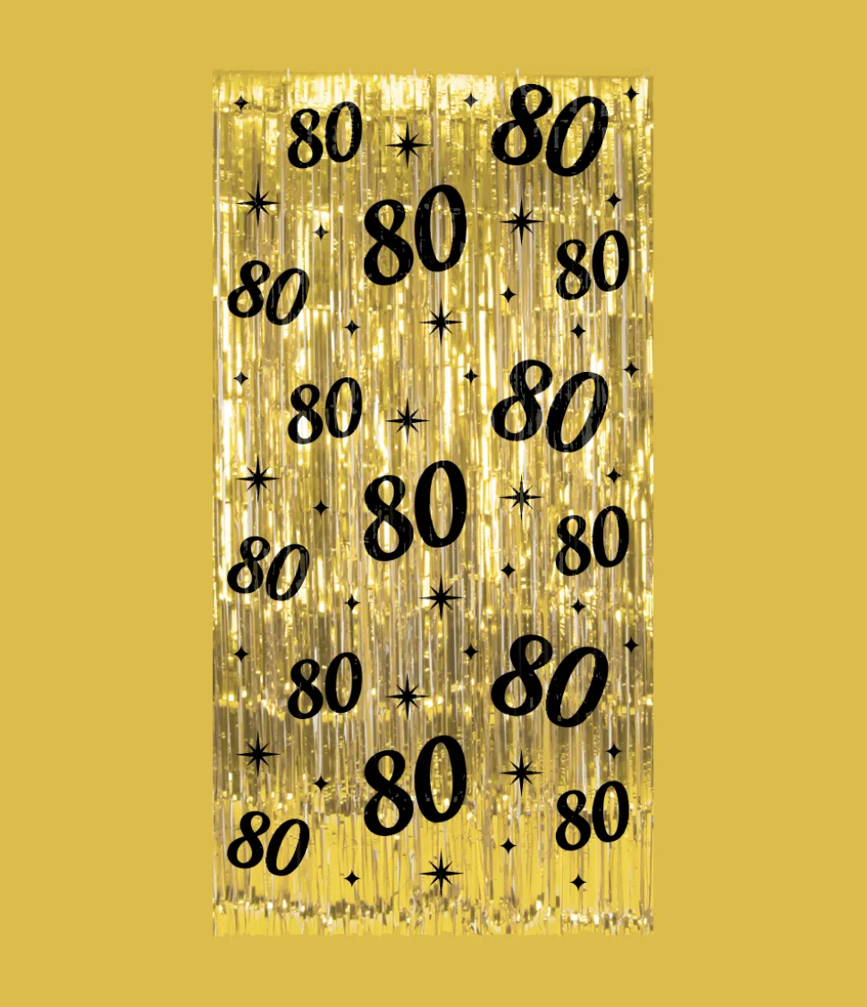 80 Jaar Deurgordijn Goud Zwart