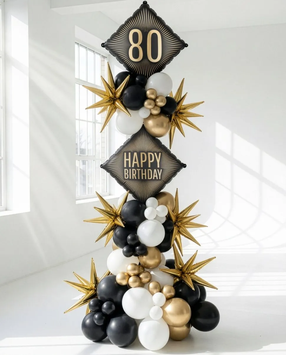 80 Jaar Folie Ballon Zwart Goud Leeg 46cm