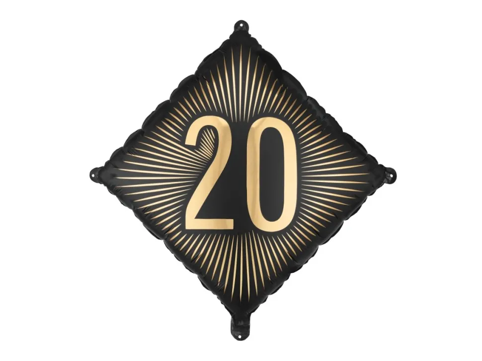 20 Jaar Folie Ballon Zwart Goud Leeg 46cm