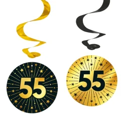 55 Jaar Hangdecoratie Goud Zwart 95cm 4st