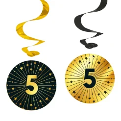 5 Jaar Hangdecoratie Goud Zwart 95cm 4st