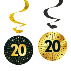 20 Jaar Hangdecoratie Goud Zwart Leeg 95cm 4st