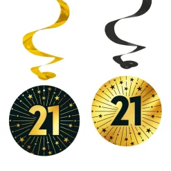 21 Jaar Hangdecoratie Goud Zwart 95cm 4st