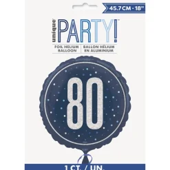 80 Jaar Helium Ballon Blauw Leeg 45cm