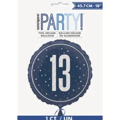13 Jaar Helium Ballon Blauw Leeg 45cm
