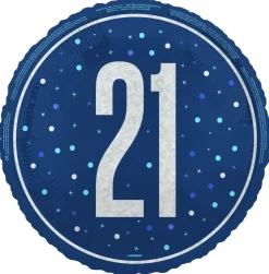 21 Jaar Helium Ballon Blauw Leeg 45cm