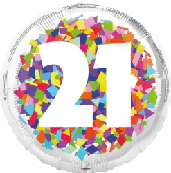 21 Jaar Helium Ballon Confetti Leeg 45cm
