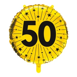 50 Jaar Helium Ballon Goud Zwart Leeg 45cm