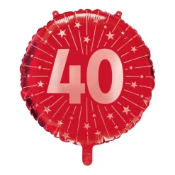 40 Jaar Helium Ballon Rood Leeg 45cm