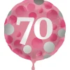 70 Jaar Helium Ballon Roze Stippen Leeg 45cm