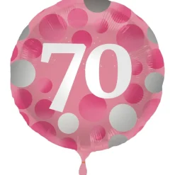70 Jaar Helium Ballon Roze Stippen Leeg 45cm