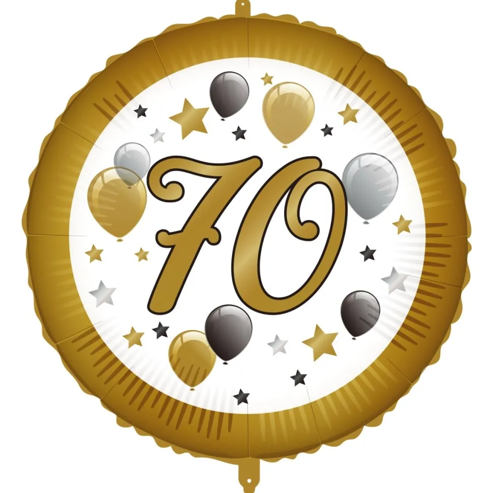 70 Jaar Helium Ballon Wit Goud Leeg 46cm