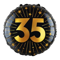 35 Jaar Helium Ballon Zwart Goud Leeg 45cm