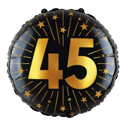 45 Jaar Helium Ballon Zwart Goud Leeg 45cm