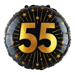 55 Jaar Helium Ballon Zwart Goud Leeg 45cm