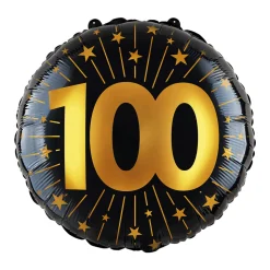 100 Jaar Helium Ballon Zwart Goud Leeg 45cm