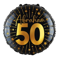 50 Jaar Helium Ballon Zwart Goud Abraham Leeg 45cm