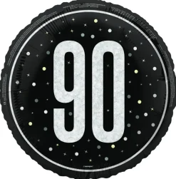 90 Jaar Helium Ballon Zwart Leeg 45cm